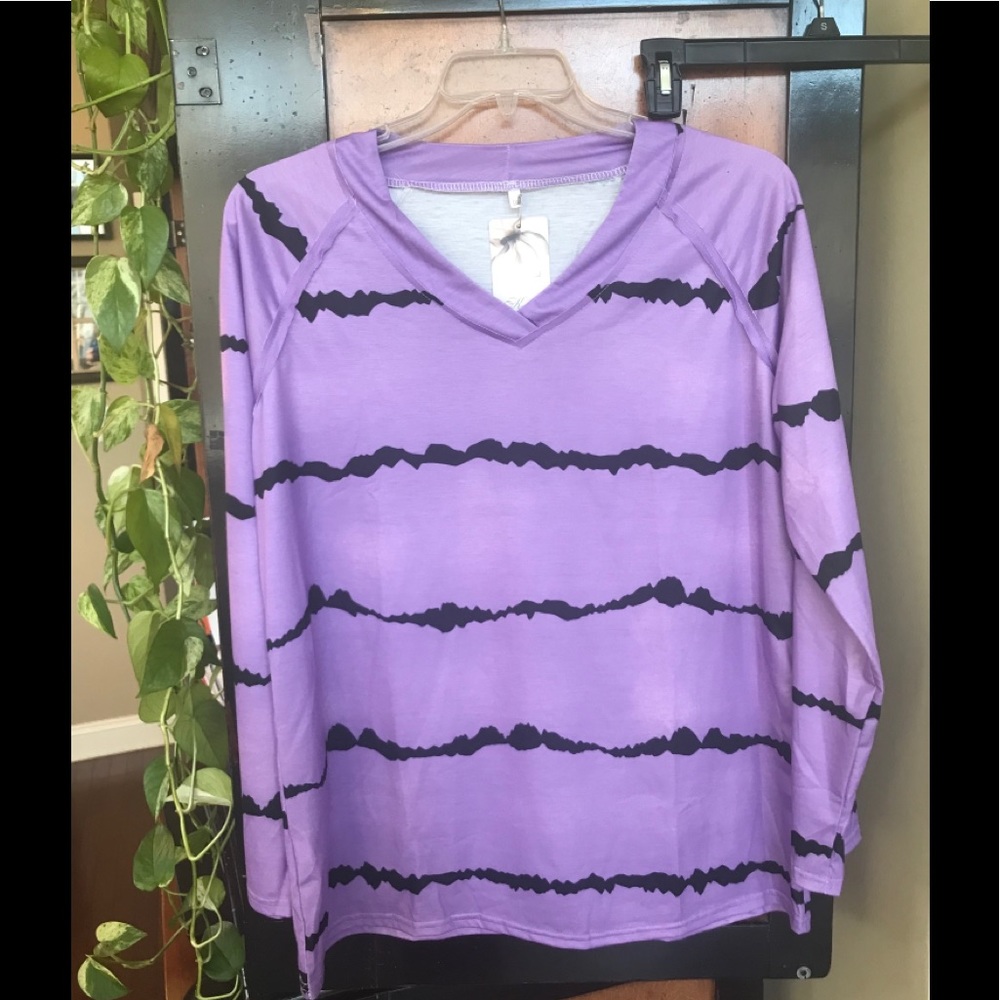 NWT Knoeasy XXL Purple Tie Dye Stripe shirt